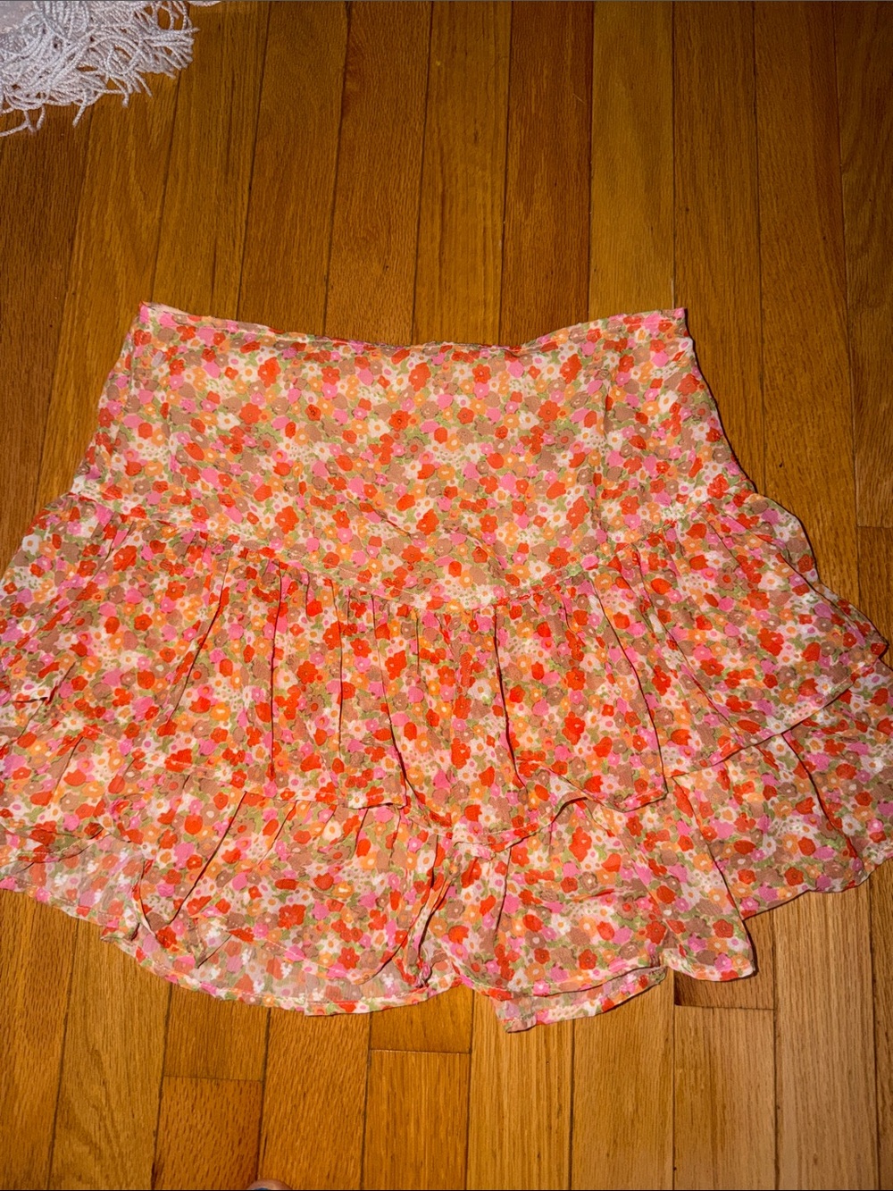 JB by Julie Brown Floral Tiered Skater Skirt - Pink, Orange